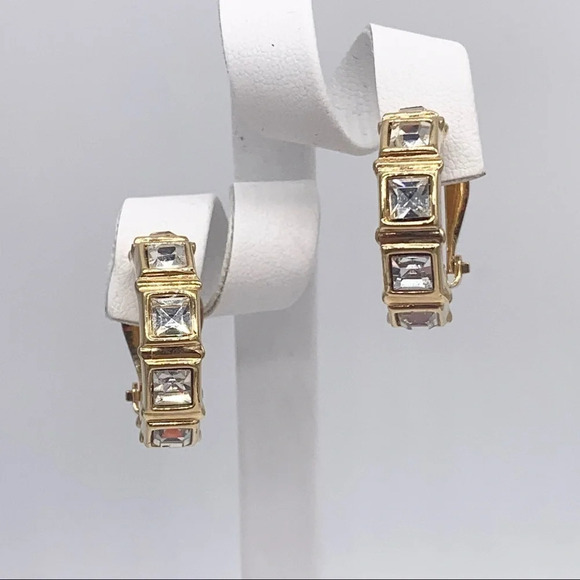Swarovski Jewelry - Swarovski Crystal Gold Hoop Earrings